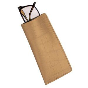 Real Calfskin Eyewear Cover – Alligator Embossed Leather - Wheat Field